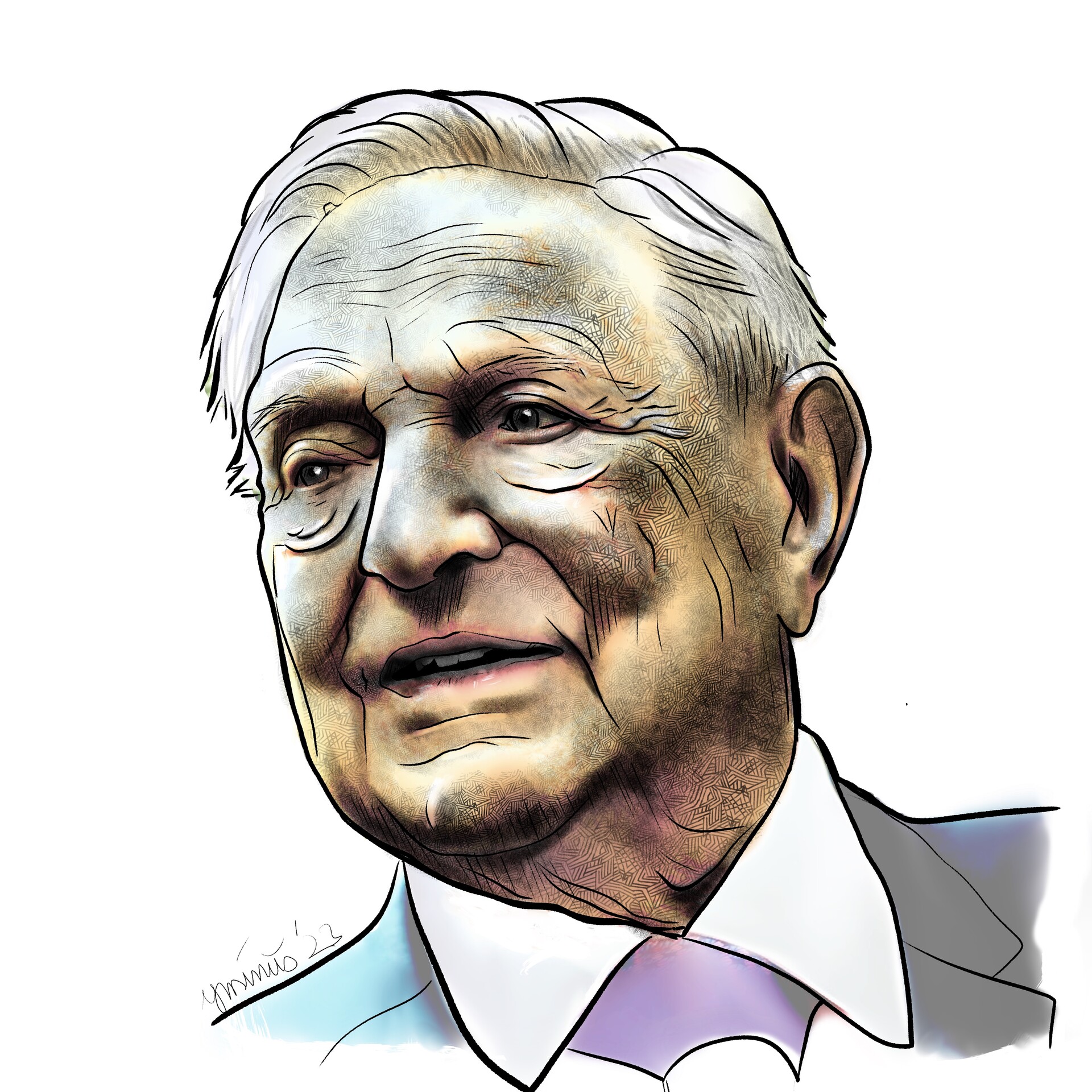 George Soros - Procreate - coloured