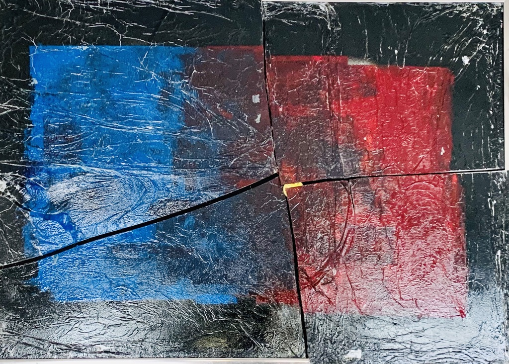 ohne Titel 2011 51x71 Öl und Folie auf Glas